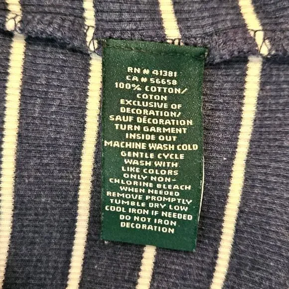 Ralph Lauren Striped Long Sleeve Preppy Top Navy White Women's Medium - Picture 4 of 6